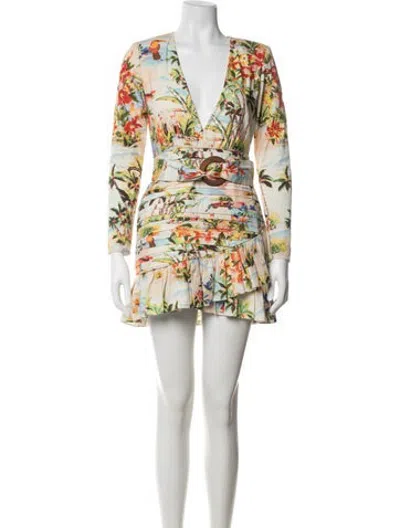 Pre-owned Rococo Sand Floral Print Mini Dress In Neutrals