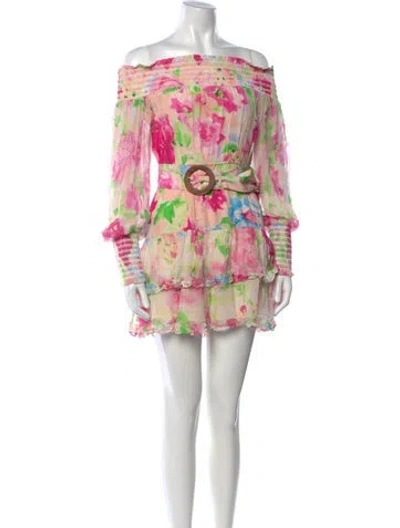 Pre-owned Rococo Sand Floral Print Mini Dress In Neutrals/pink