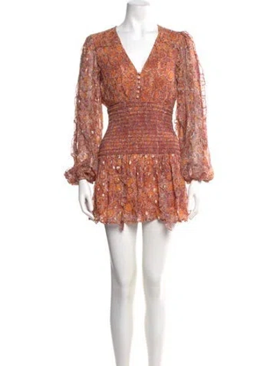 Pre-owned Rococo Sand Floral Print Mini Dress In Orange