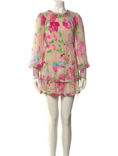 Pre-owned Rococo Sand Floral Print Mini Dress In Pink