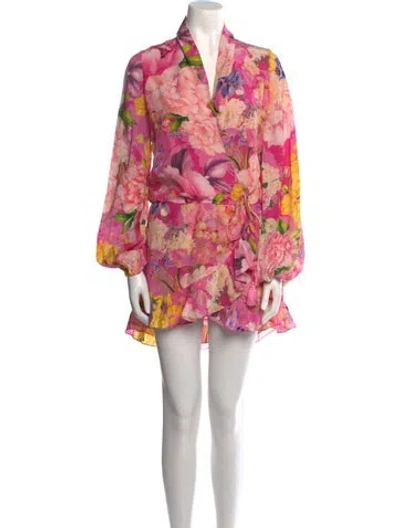 Pre-owned Rococo Sand Floral Print Mini Dress In Pink