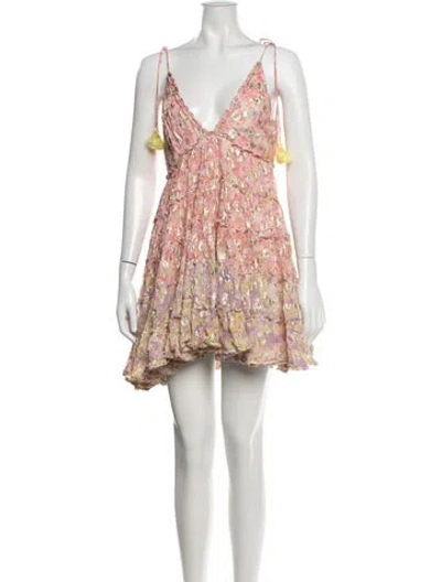 Pre-owned Rococo Sand Floral Print Mini Dress In Pink