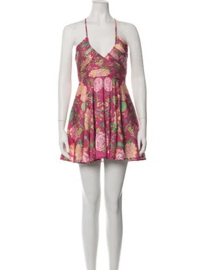 Pre-owned Rococo Sand Floral Print Mini Dress In Pink
