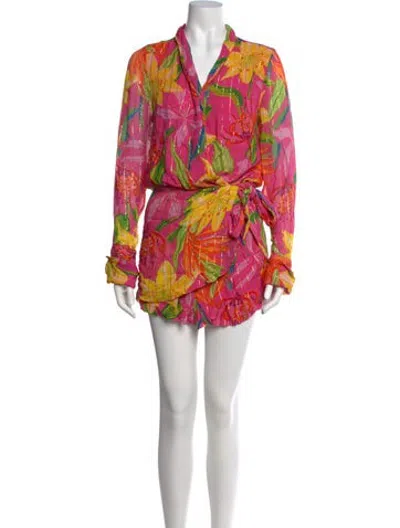 Pre-owned Rococo Sand Floral Print Mini Dress In Pink/yellow