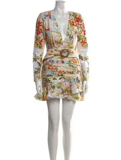 Pre-owned Rococo Sand Floral Print Mini Dress W/ Tags In Neutral
