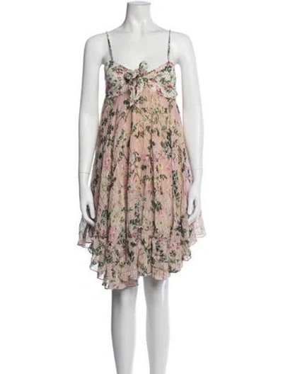 Pre-owned Rococo Sand Floral Print Mini Dress W/ Tags In Pink