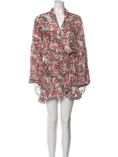 Pre-owned Rococo Sand Floral Print Mini Dress In White