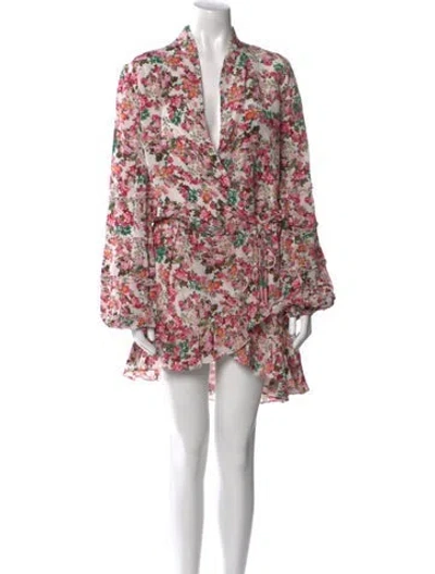 Pre-owned Rococo Sand Floral Print Mini Dress In White