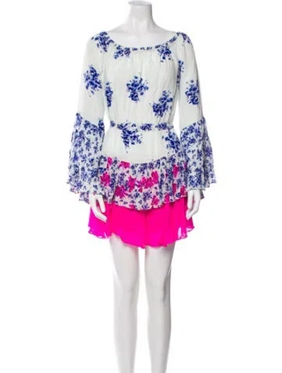 Pre-owned Rococo Sand Floral Print Mini Dress In White