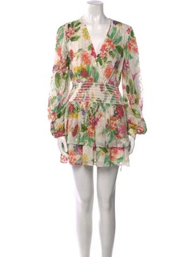 Pre-owned Rococo Sand Floral Print Mini Dress In White