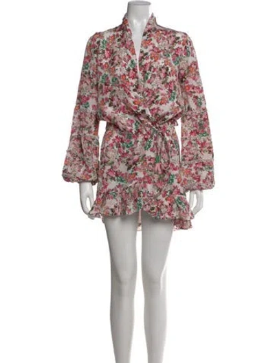 Pre-owned Rococo Sand Floral Print Mini Dress In White