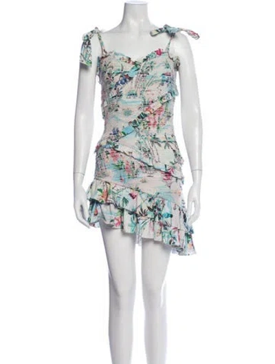 Pre-owned Rococo Sand Floral Print Mini Dress In White