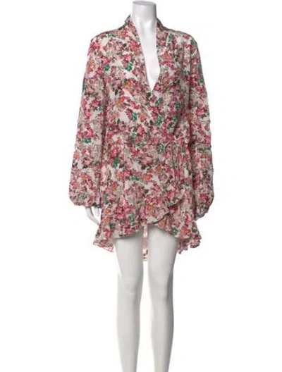 Pre-owned Rococo Sand Floral Print Mini Dress In White