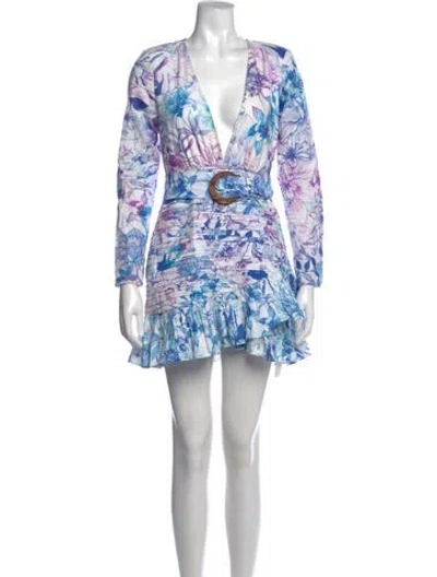 Pre-owned Rococo Sand Floral Print Mini Dress In White