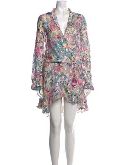 Pre-owned Rococo Sand Floral Print Mini Dress In White