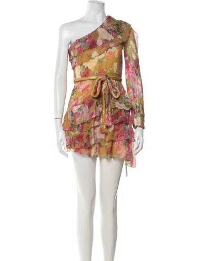 Pre-owned Rococo Sand Floral Print Mini Dress In Yellow