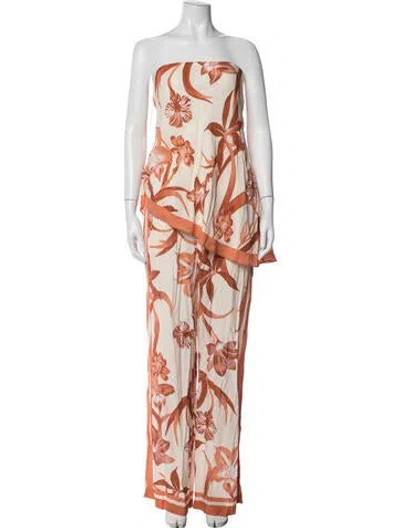Pre-owned Rococo Sand Floral Print Pant Set W/ Tags In Orange