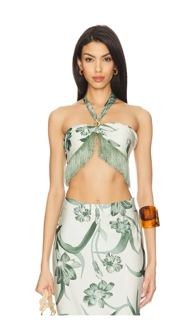 Rococo Sand Fringe Top In Green