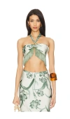 Rococo Sand Fringe Top In Sage Green
