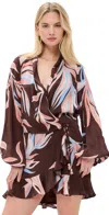 Rococo Sand Front Wrap Mini Dress Brown In Multi