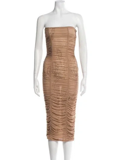 Pre-owned Rococo Sand Graphic Print Midi Length Dress In Neutral