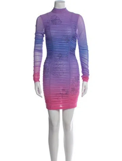 Pre-owned Rococo Sand Graphic Print Mini Dress In Purple