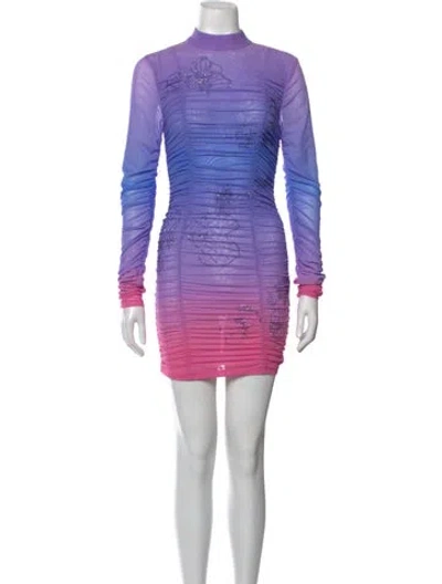 Pre-owned Rococo Sand Graphic Print Mini Dress In Purple