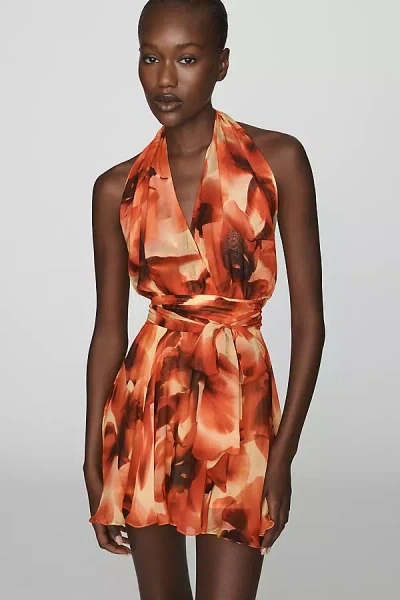Rococo Sand Halter Mini Dress In Orange