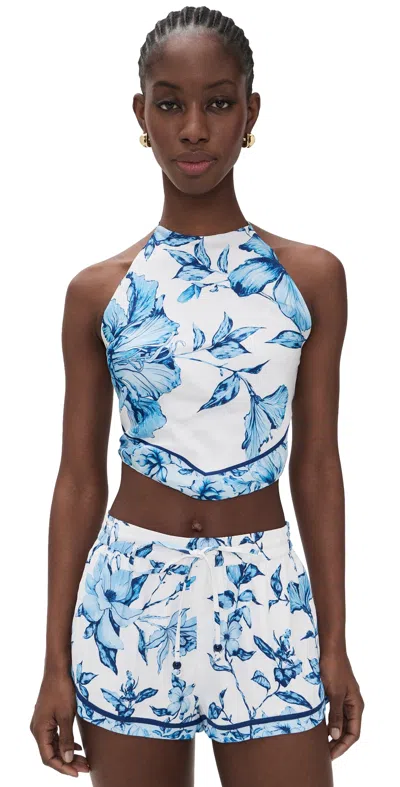 Rococo Sand Halter Neck Top White Blue In Multi