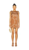 Rococo Sand Knotted Shoulder Detail Mini Dress In Brown