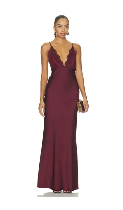 Rococo Sand Lace Detail Maxi Dress In Merlot