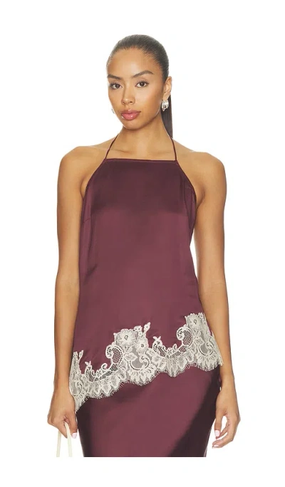 Rococo Sand Lace Detail Top In Burgundy