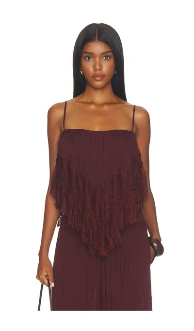 Rococo Sand Lace Frill Top In Merlot