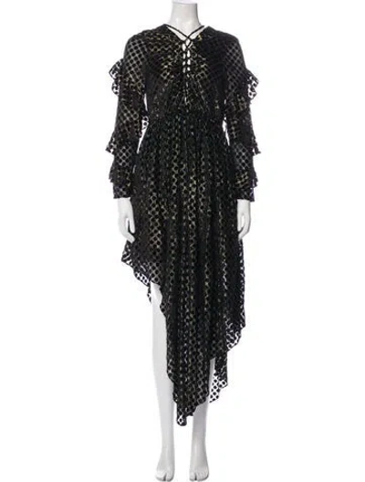 Pre-owned Rococo Sand Lace Pattern Long Dress In Black