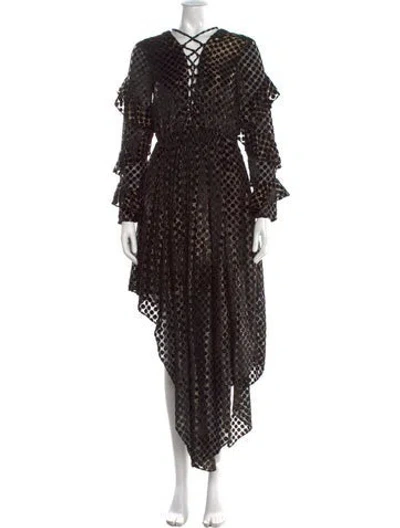 Pre-owned Rococo Sand Lace Pattern Long Dress In Black