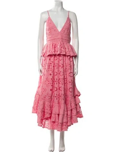 Pre-owned Rococo Sand Lace Pattern Long Dress In Pink
