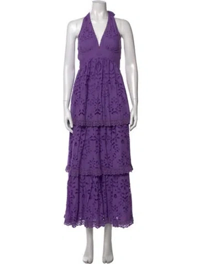 Pre-owned Rococo Sand Lace Pattern Long Dress In Purple