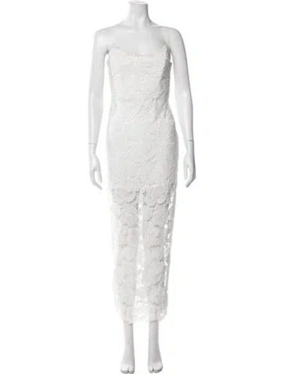 Pre-owned Rococo Sand Lace Pattern Long Dress In White
