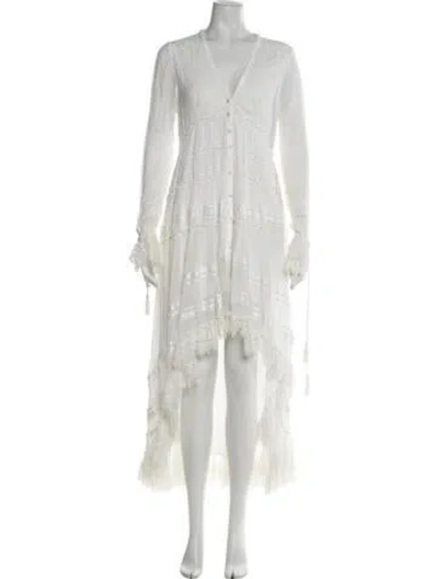 Pre-owned Rococo Sand Lace Pattern Long Dress In White