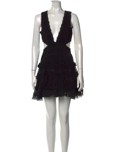 Pre-owned Rococo Sand Lace Pattern Mini Dress In Black