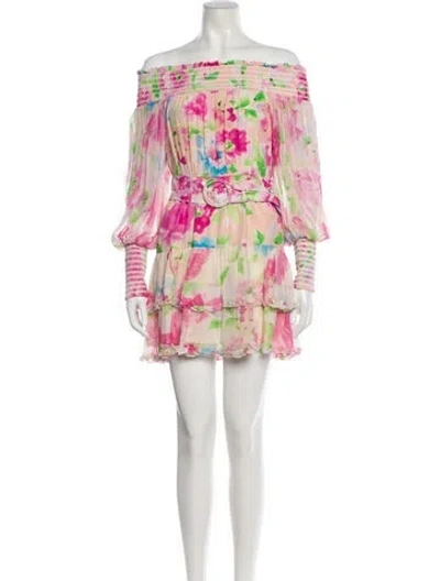 Pre-owned Rococo Sand Lace Pattern Mini Dress In Pink