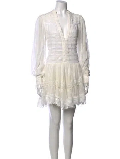 Pre-owned Rococo Sand Lace Pattern Mini Dress In White