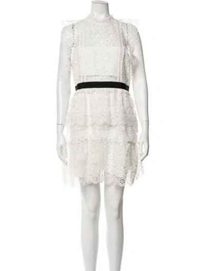Pre-owned Rococo Sand Lace Pattern Mini Dress In White