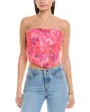 Rococo Sand Linen-blend Corset Top In Pink