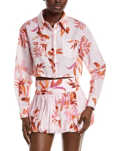Rococo Sand Linen-blend Crop Shirt In White