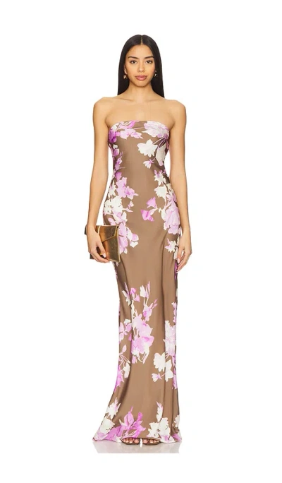 Rococo Sand Maxi Strapless Dress In Multi
