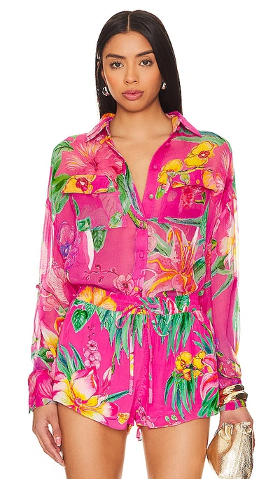 Rococo Sand Megan Button Up Shirt In Pink Floral