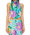 Rococo Sand Ocean Crop Top In Floral Turquoise In Multi