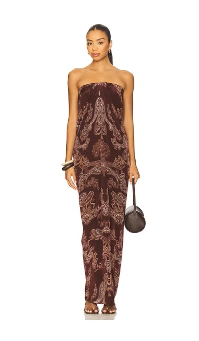 Rococo Sand Off Shoulder Maxi Dress In Brown