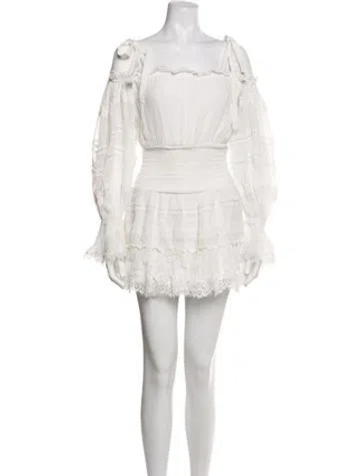 Pre-owned Rococo Sand Off-the-shoulder Mini Dress In Neutrals